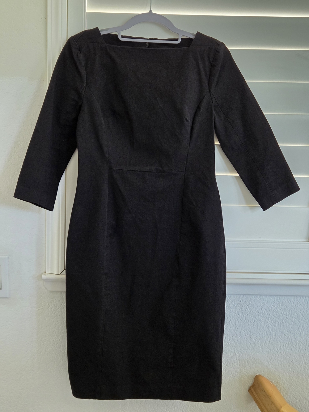 Banana Republic Petite 6 Black Sheath Dress 3/4 Sleeve Career Office Midi